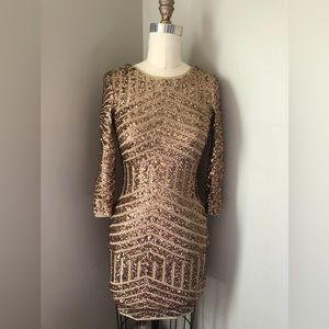 Forever 21 Rose Gold Sequins 1/4 Sleeve, Size Small
